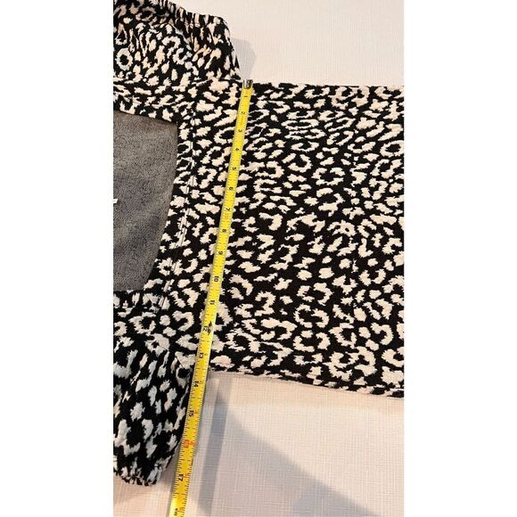 Free People Women's Animal Print Puff Sleeve Square Neck Blouse Top Black Small - Picture 6 of 8